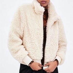 Zara Cream Teddy Sherpa Jacket